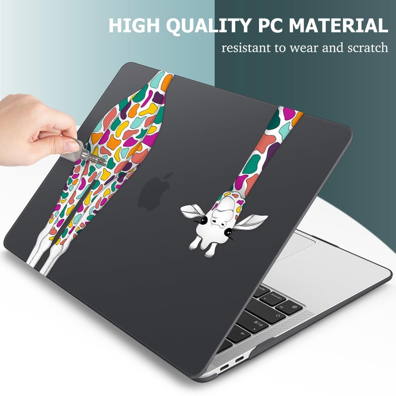 May Chen For MacBook Air 13 inch Case 2020 2019 2018 Release A2337 M1 A1932 A2179 ,Soft Touch Hard Shell Cover for 13 inch MacBook Air Case with Retina Display Touch ID,Black Colorful Giraffe - Image 4